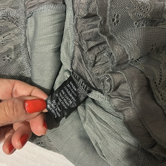 Sage lace up long sleeve blouse fully lined - Picture 6 of 6